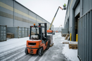 Operatorzy UTB przy pracy podczas zimowych warunków