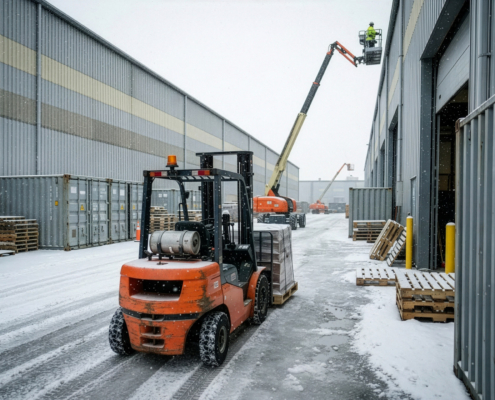 Operatorzy UTB przy pracy podczas zimowych warunków