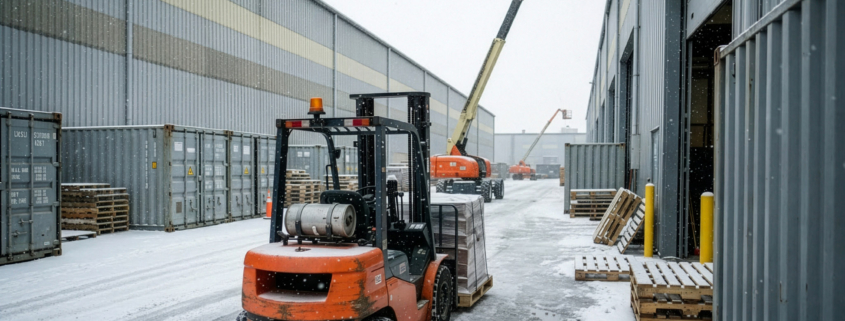 Operatorzy UTB przy pracy podczas zimowych warunków