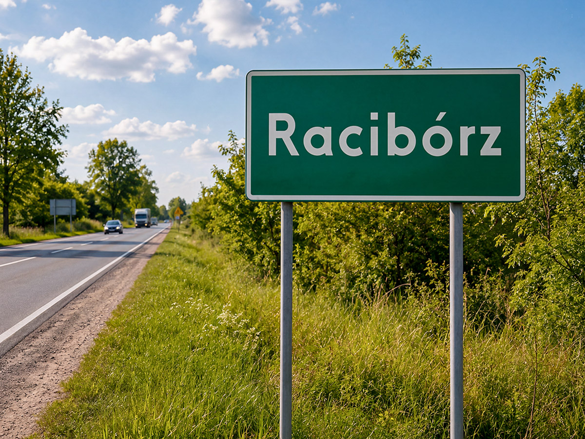 Znak drogowy znajdujący się na wjeździe do Raciborza